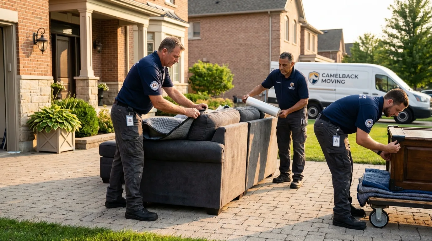 Large estate moving crew wrapping furniture in Edgefield, SC